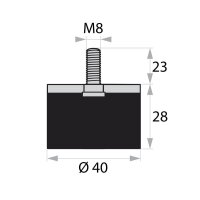 GP4-40-28-AG-M8 x 23 Gummi-Metall-Puffer Gummipuffer...