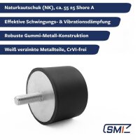 4er-Pack M8 Gummipuffer-Schwingungsdämpfer – Silentblöcke, Metall/Gummi, VD30x15 M8x15, Für Motoren, Kompressoren & Geräte