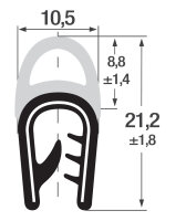 DO12 - Profil ochronny krawędzi PVC/EPDM z górną uszczelką gumową - zakres zacisku 2-5 mm