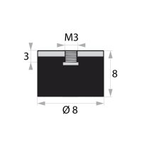 GP-IG-3-M3-D8xH8 Gummi-Metall-Puffer Gummipuffer Schwingungsdämpfer Silentblock