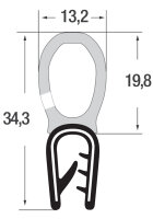 DO14 - Profilo proteggi bordo PVC/EPDM con guarnizione superiore in gomma - intervallo di serraggio 4-6 mm