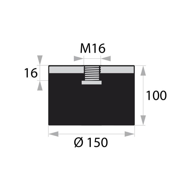 GP-IG-16-M16-D150xH100 Gummi-Metall-Puffer Gummipuffer Schwingungsdämpfer Silentblock
