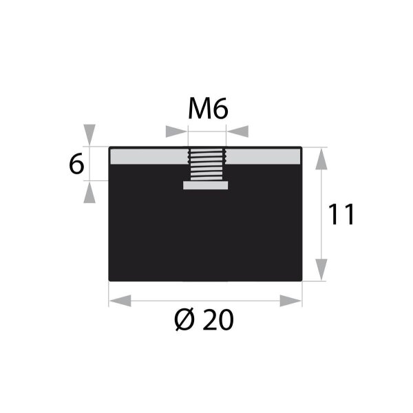GP-IG-6-M6-D20xH11 rubber-metal buffer rubber buffer vibration damper silent block