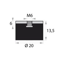 GP-IG-6-M6-D20xH13,5 Gummi-Metall-Puffer Gummipuffer...