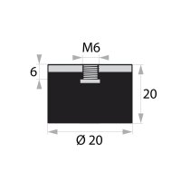 GP-IG-6-M6-D20xH20 Gummi-Metall-Puffer Gummipuffer...