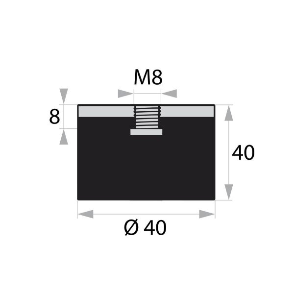 SMI-GP-IG-8-M8-D40xH40 Rubber-Metal Buffer Rubber Buffer Vibration Damper Silentblock