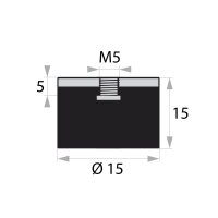 GP/S-IG-5-M5-D15xH15 Gummi-Metall-Puffer Gummipuffer Schwingungsdämpfer Silentblock