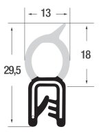 DO27 - Profil ochronny krawędzi EPDM z górną uszczelką gumową - zakres zacisku 1-2,5 mm