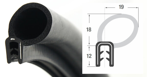 DO28 - EPDM edge protection sealing profile rubber top seal - clamping range 2-3 mm