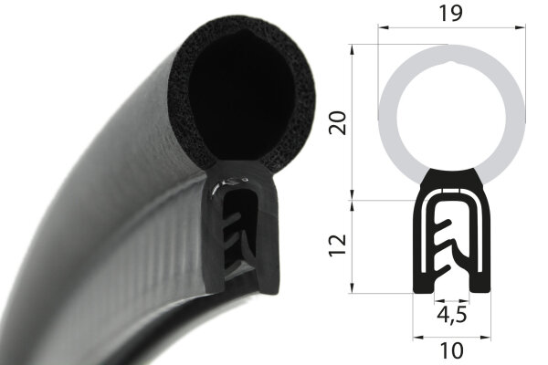 DO34 - EPDM Kantenschutz Dichtungs Profil Gummi Dichtung oben - Klemmbereich 1 - 2 mm