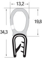 DO4 - PVC/ EPDM Kantenschutz Dichtungs Profil Gummi Dichtung oben - Klemmbereich 2 - 4 mm