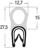 DO7 - PVC/ EPDM Kantenschutz Dichtungs Profil Gummi Dichtung oben - Klemmbereich 1 - 4 mm