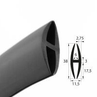 H2 - H-Profil EPDM schwarz Vollgummi H-Profil Dichtung...
