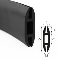 H5 - H-Profil EPDM schwarz Vollgummi H-Profil Dichtung...