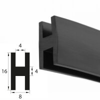 H6 - H-Profil EPDM schwarz Vollgummi H-Profil Dichtung...