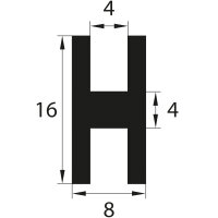 H6 - H-Profil EPDM schwarz Vollgummi H-Profil Dichtung...
