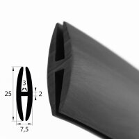 H7 - H-Profil EPDM schwarz Vollgummi H-Profil Dichtung...