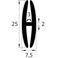 H7 - H-Profil EPDM schwarz Vollgummi H-Profil Dichtung...