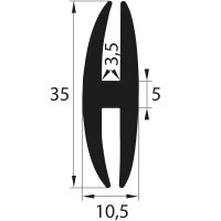 H8 - H-Profil EPDM schwarz Vollgummi H-Profil Dichtung...