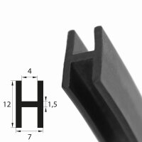 H9 - H-Profil EPDM schwarz Vollgummi H-Profil Dichtung...