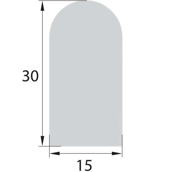 DP11 caucho esponjoso EPDM perfil D semirredondo 15x30 mm junta de goma