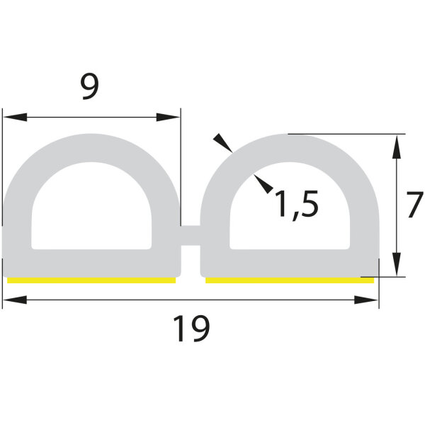 DP13 guma porowata EPDM półokrągły profil D 9x7,5 mm samoprzylepna uszczelka