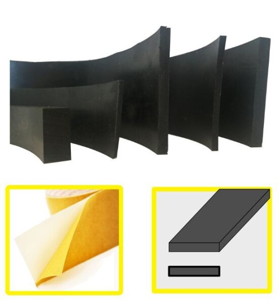 SMI K-VKP5x25-VG - (VPE 1x10 Mètre) - Caoutchouc plein EPDM - Profil carré 5x25 mm Profil en caoutchouc, rectangulaire