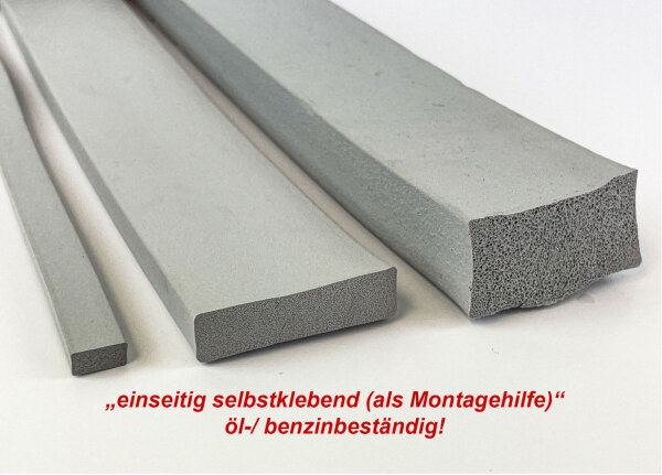 K-VKP5x30-NBR-MG - 5 Meter - Moosgummi Rechteckprofil NBR Vierkantprofil selbstklebend 5 x 30 mm