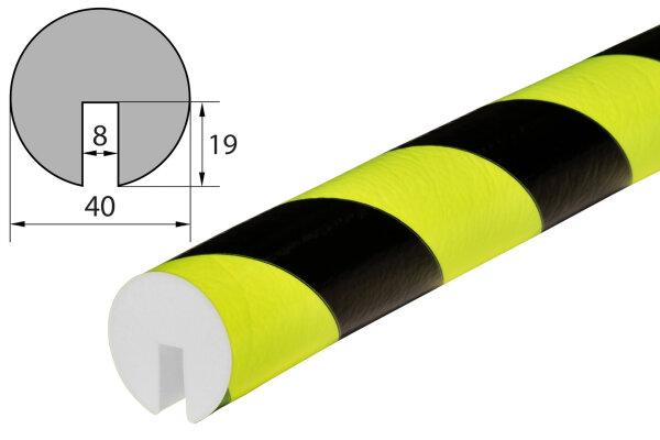 KAS1-NS-5 randbeschermingsprofiel (PU) om op te steken - neon/zwart - stootbescherming - waarschuwingsprofiel (5 m stuk)