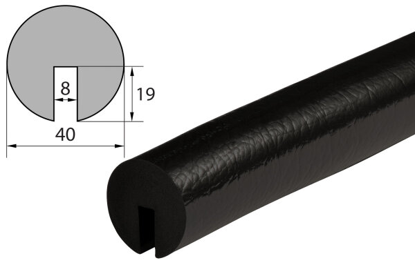 KAS1-S Kantenschutzprofil (PU) zum Aufstecken - Schwarz - Stoßschutz - Warnprofil - Schutzprofil
