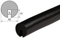 KAS1-S Kantenschutzprofil (PU) zum Aufstecken - Schwarz - Stoßschutz - Warnprofil - Schutzprofil