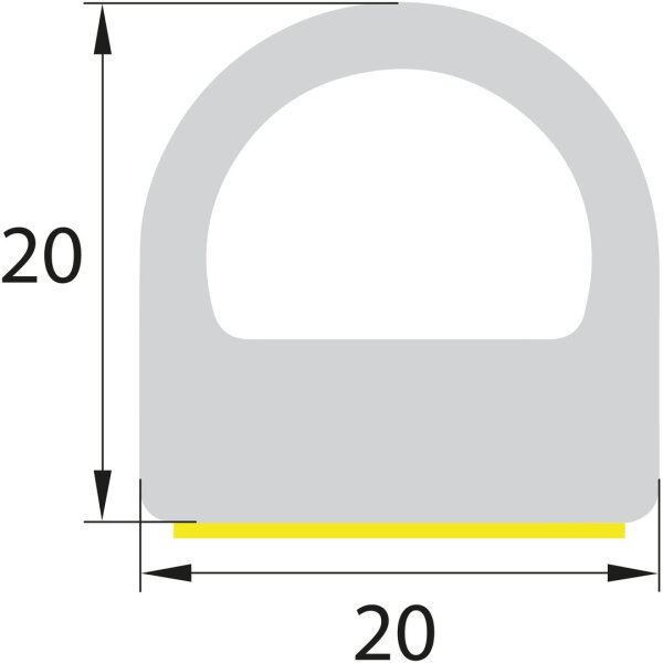 DP2 EPDM Moosgummi Halbrundprofil D Profil 20x20 mm selbstklebend Gummidichtung