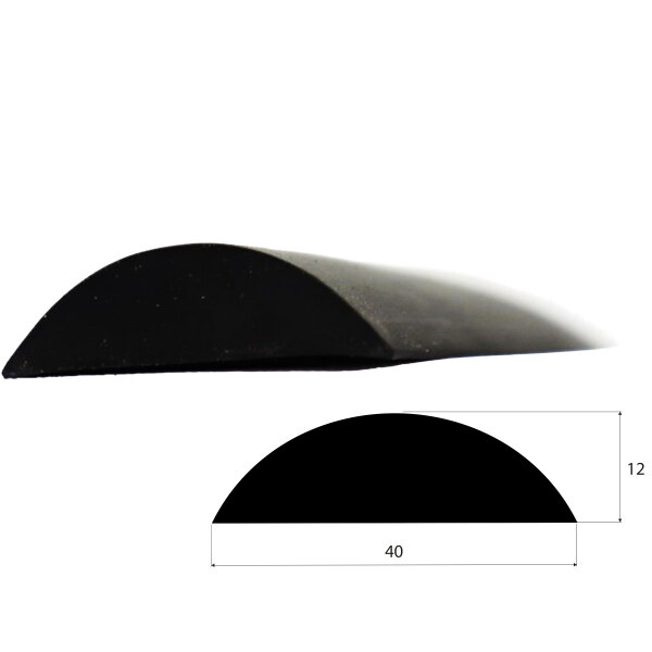 DP22 EPDM Vollgummi Halbrundprofil D Profil 40x12 mm Gummidichtung