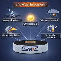 ZKS2x10 Zellkautschuk - Streifen 2x10 mm einseitig selbstklebend (als Montagehilfe) 10 Meter