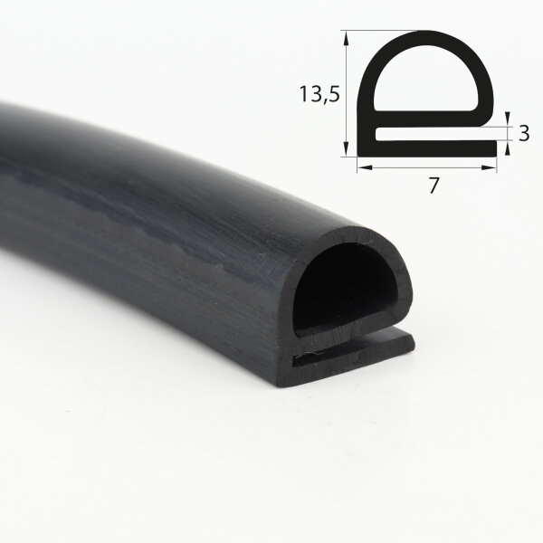 DP23 massief EPDM-rubber halfrond hol D-profiel 17,5x13,5 mm rubber afdichting