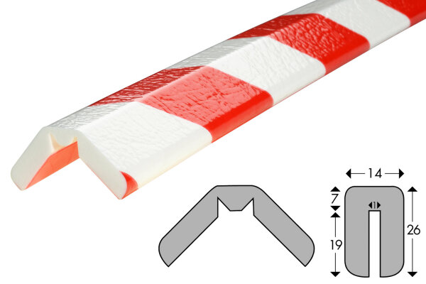 KAS5-FLX-RW Perfil de protección de bordes/esquinas/superficies (PU) -Superficie adhesiva- Rojo/Blanco -Protección contra impactos- Perfil de protección