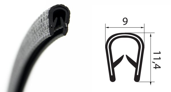 KS-S2-4S Edge Protection Profile Black Clamping Range 2-4 mm Dimensions 11.4x9 mm