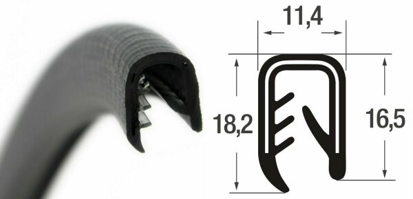 KS-S4-6S profil ochronny krawędzi czarny zakres zacisku 4-6 mm wymiary 18,2x11,4x16,5 mm