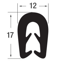 KS-TPE3-5S Profil de protection de bord noir TPE Plage de serrage 3-5 mm Dimensions 17x12 mm