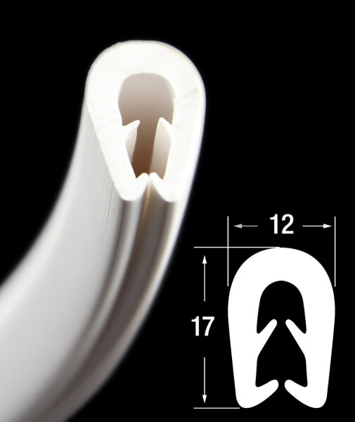 KS-TPE3-5W edge protection profile white TPE clamping range 3-5 mm dimensions 17x12 mm