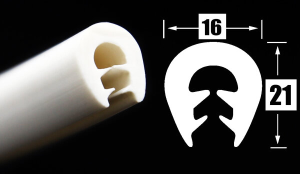 KS-TPE5-8W edge protection profile white TPE clamping range 5-8 mm dimensions 21x16 mm