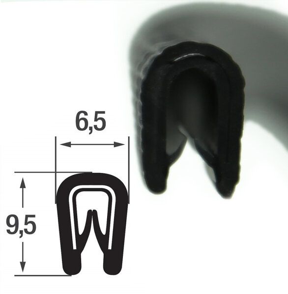 KS1-2S-NIRO profilo di protezione dei bordi protezione dei bordi nero PVC inserto in acciaio inox per 1-2 mm dimensioni 9,5x6,5 mm
