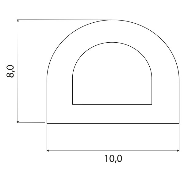 DP28 SIL Silikonschaum Halbrundprofil D-Profil 10x8 mm Gummidichtung Türdichtung