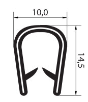 KS1-4G Kantenschutzprofil Grau ähnlich RAL 7045 Klemmbereich 1-4 mm Maße 14,5x10 mm