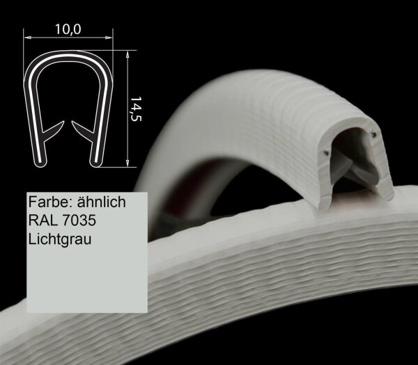 KS1-4HG profilo di protezione dei bordi grigio simile a RAL 7035 grigio chiaro intervallo di serraggio 1-4 mm dimensioni 14,5x10 mm