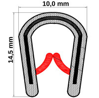 KS1-4RG Kantenschutzprofil Rot glänzend ähnlich RAL 3000 Klemmbereich 1-4 mm Maße 14,5x10 mm