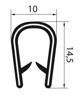 KS1-4S Profil de protection de bord Noir brillant Plage de serrage 1-4 mm Dimensions 14,5x10 mm