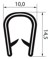 KS1-4S-EPDM edge protection profile black clamping range 1-4 mm dimensions 14.5x10 mm