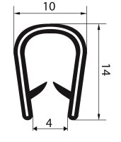 KS1-4S-POM Kantenschutzprofil NICHT ROSTEND Schwarz Klemmbereich 1-4 mm Maße 10x14,5 mm