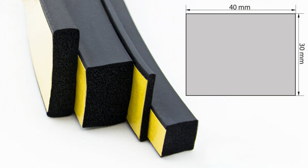 K-VKP30x30 (VE 20 Meter) Moosgummi EPDM - Vierkantprofil selbstklebend Gummiprofil, Profilgummi